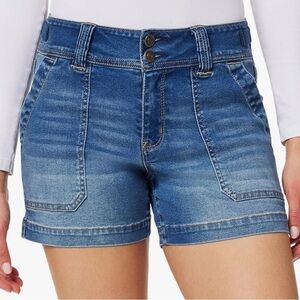 Wallflower Ultra Insta Soft Utility Denim Shorts 4" Adjustable Waist 17 Jeans
